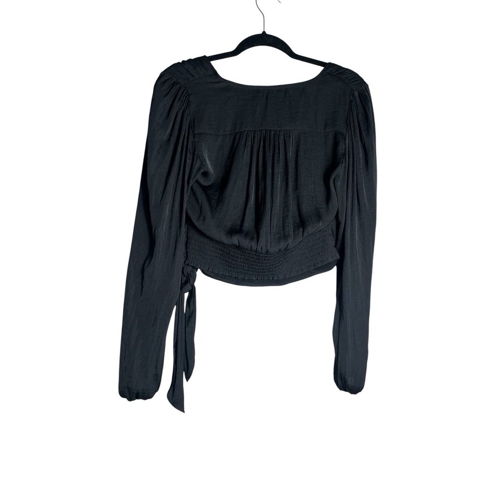 Maison d'Amélie Black Wrap Crop Top Womens S Long Sleeve NWT - Picture 2 of 4